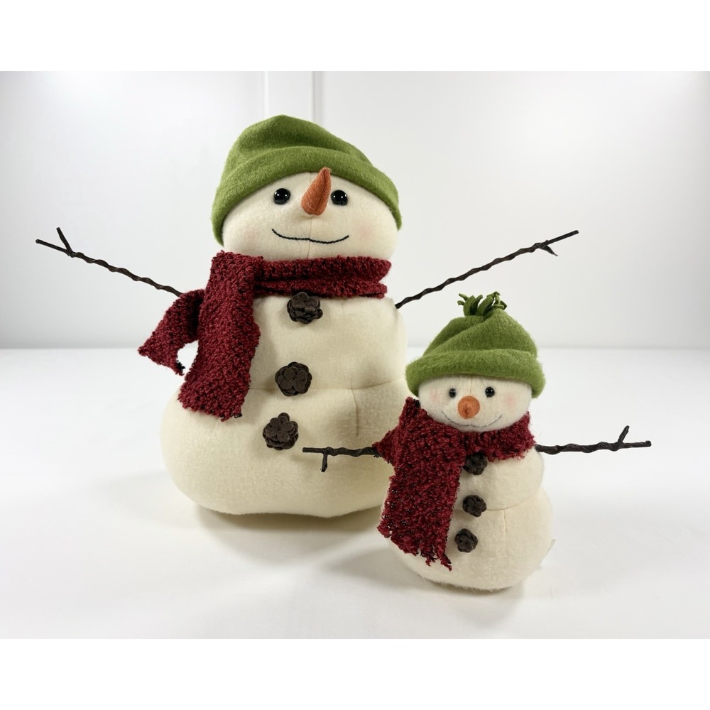 Vintage Hallmark Jan Karon Mitford 14" & 8" Snowman Plush Set Christmas Decor
